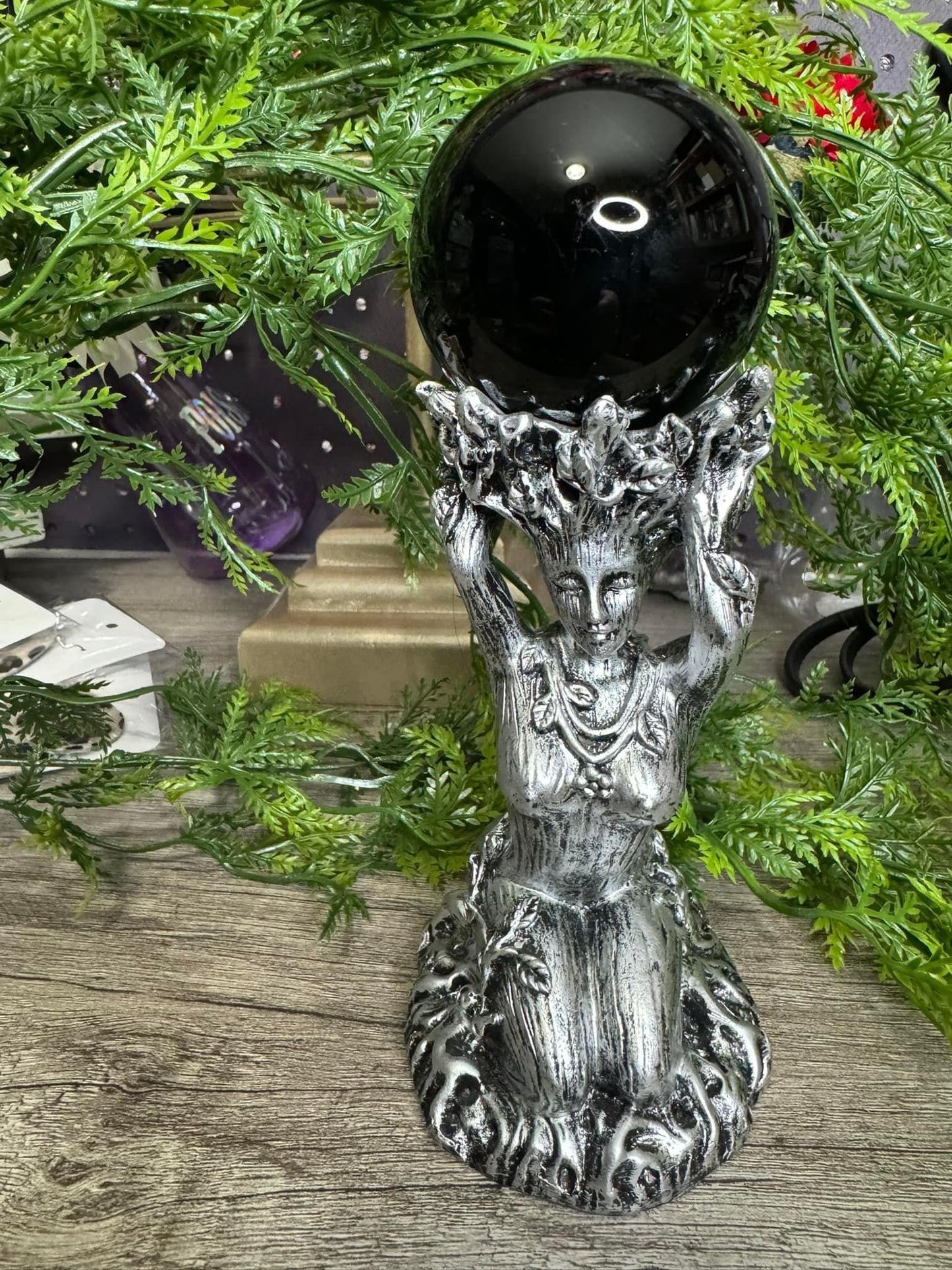 Silver Tree Lady Sphere Holder