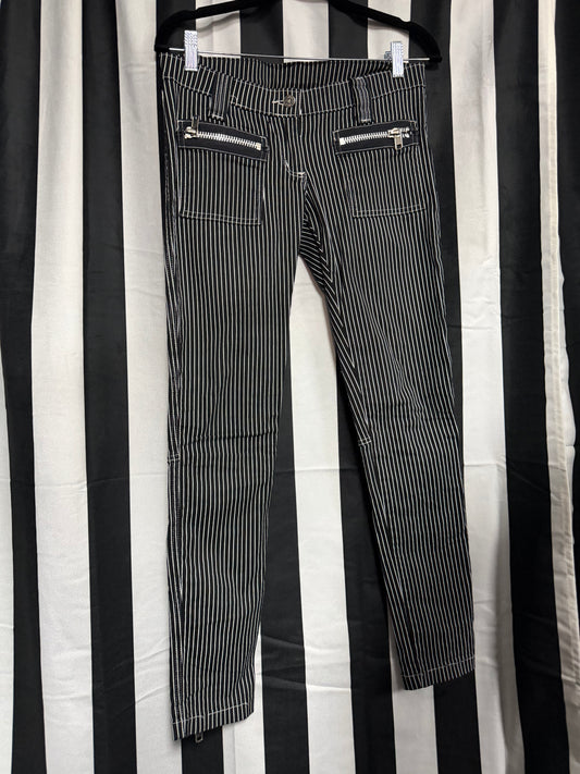 Serious- Size small -Black & white striped Zipper Pants