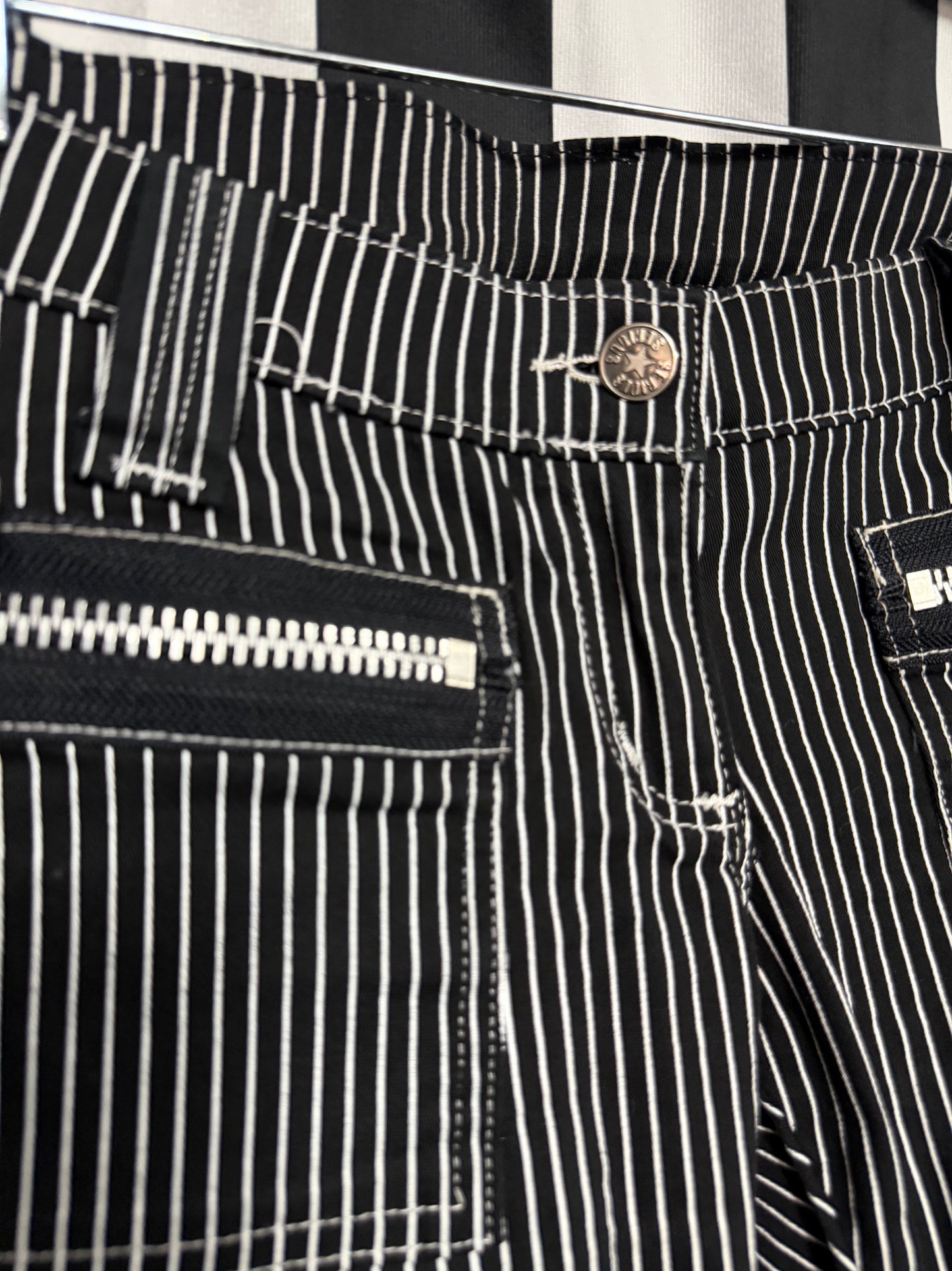 Serious- Size small -Black & white striped Zipper Pants