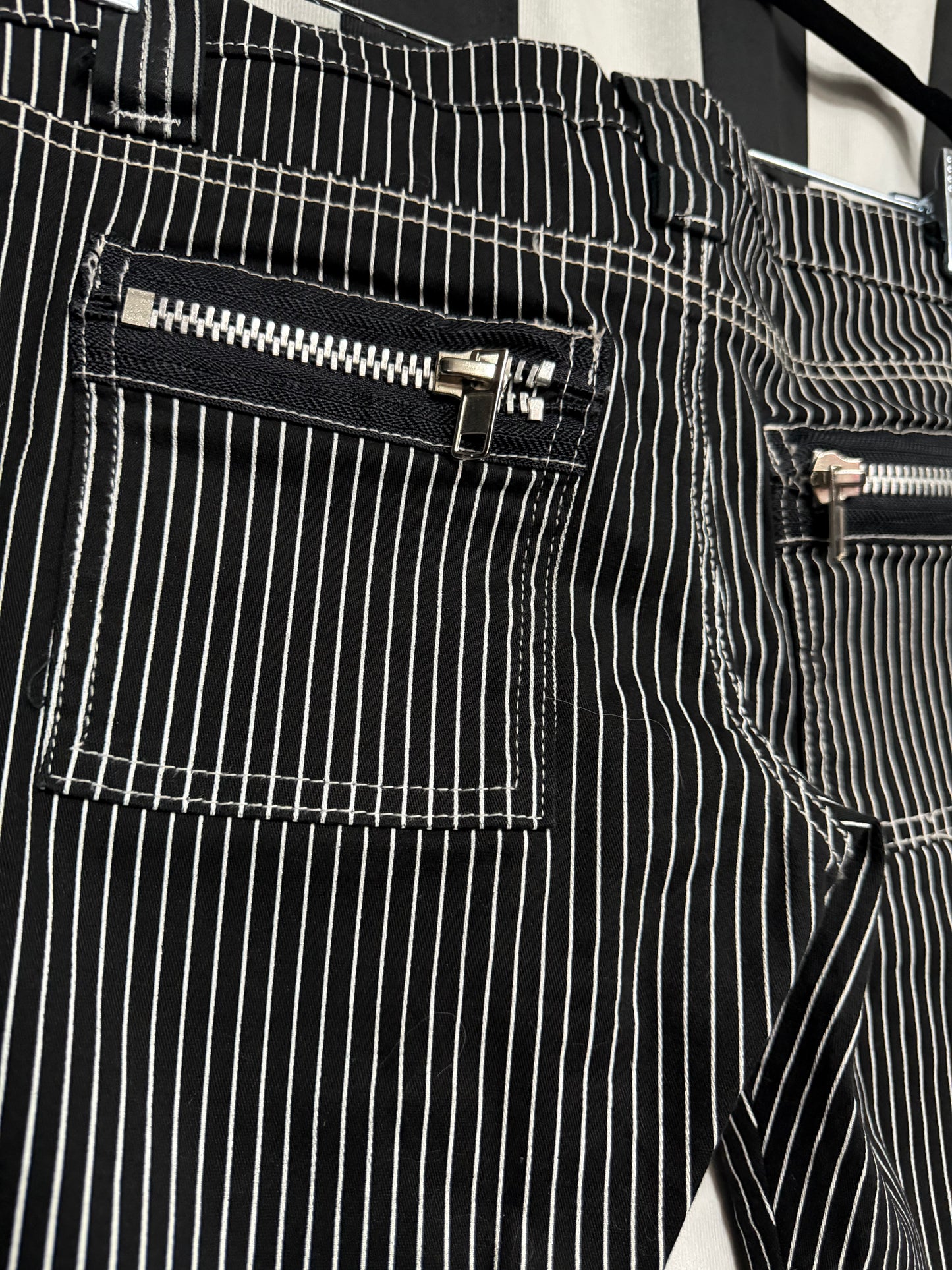 Serious- Size small -Black & white striped Zipper Pants