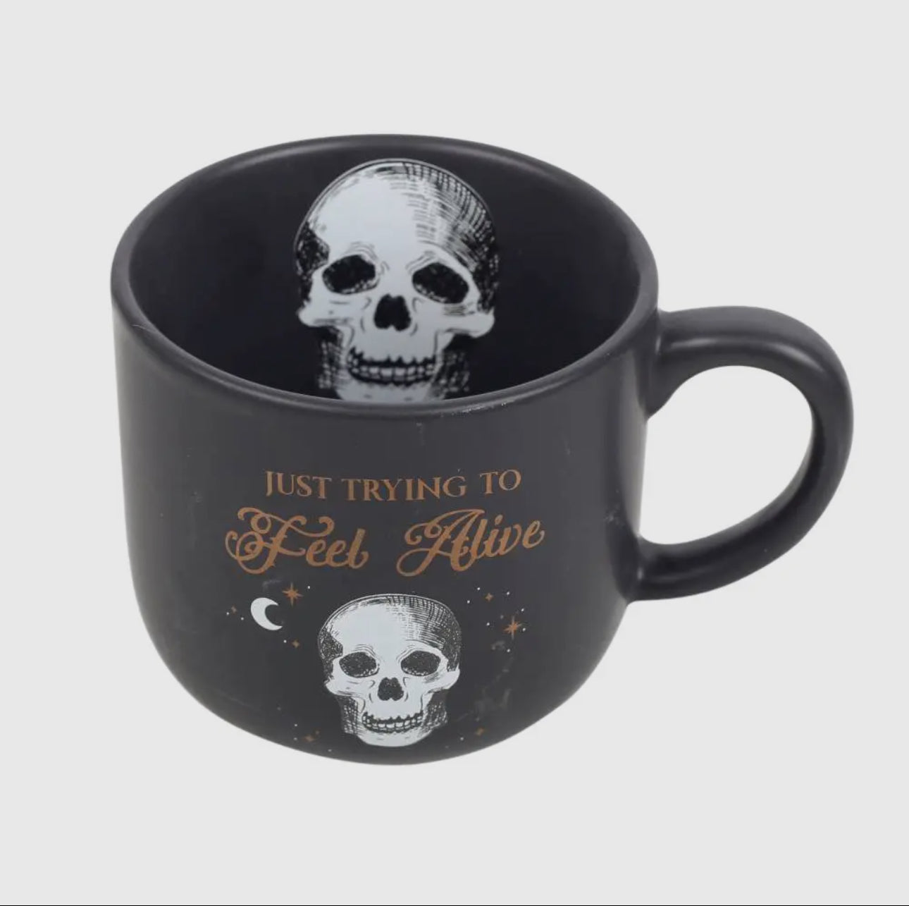 Trying to Feel Alive Skull Ceramic Mug