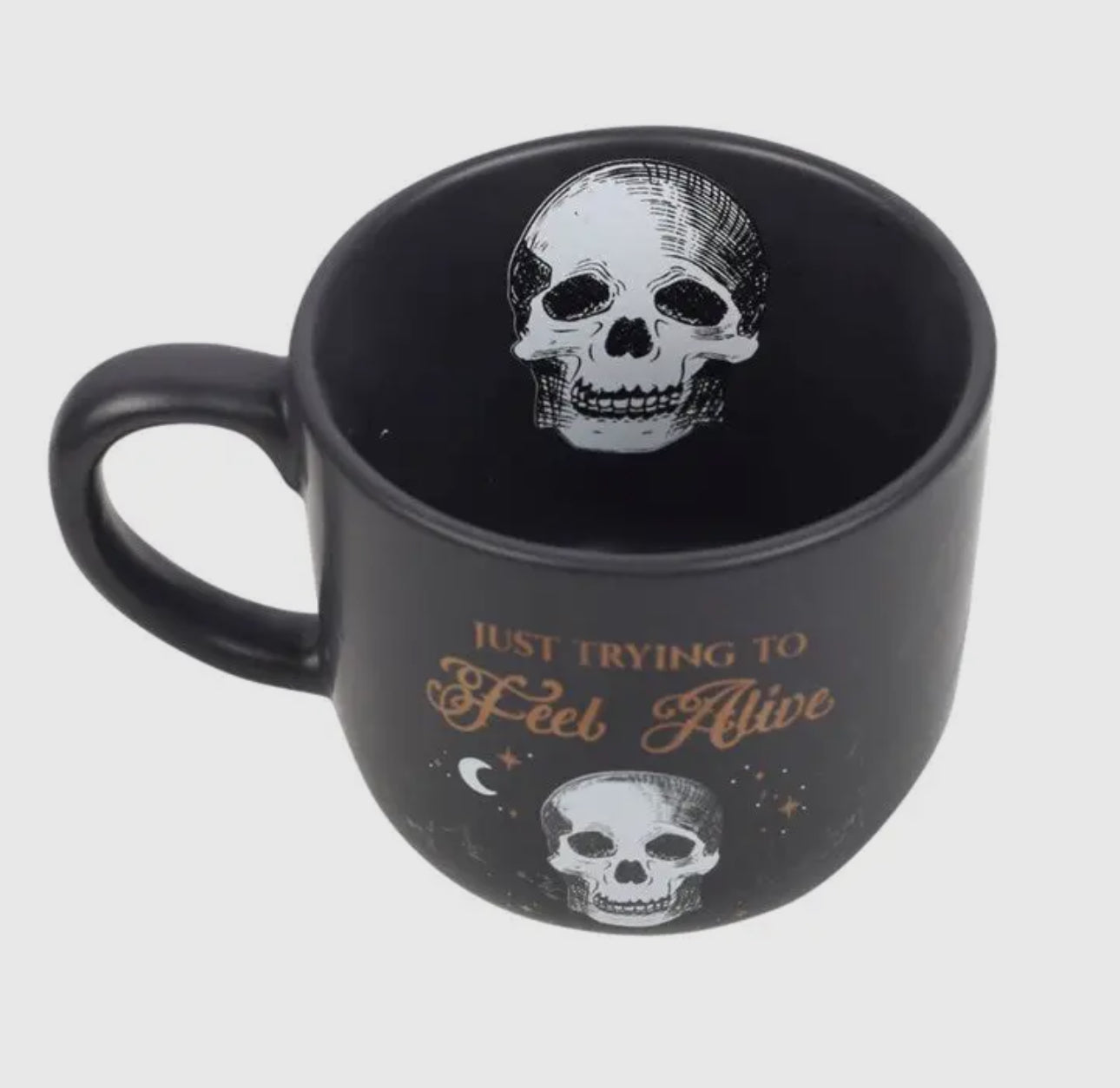 Trying to Feel Alive Skull Ceramic Mug