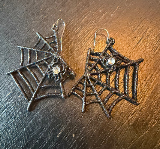 Glittery Spiderweb Earrings