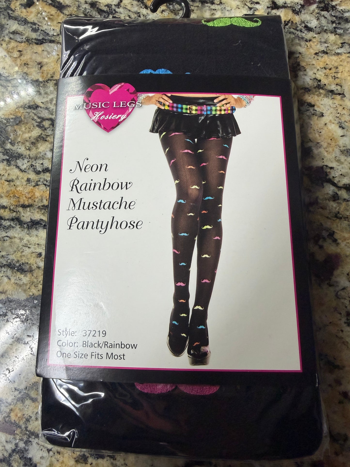 Music Legs- Neon Rainbow Mustache Pantyhose