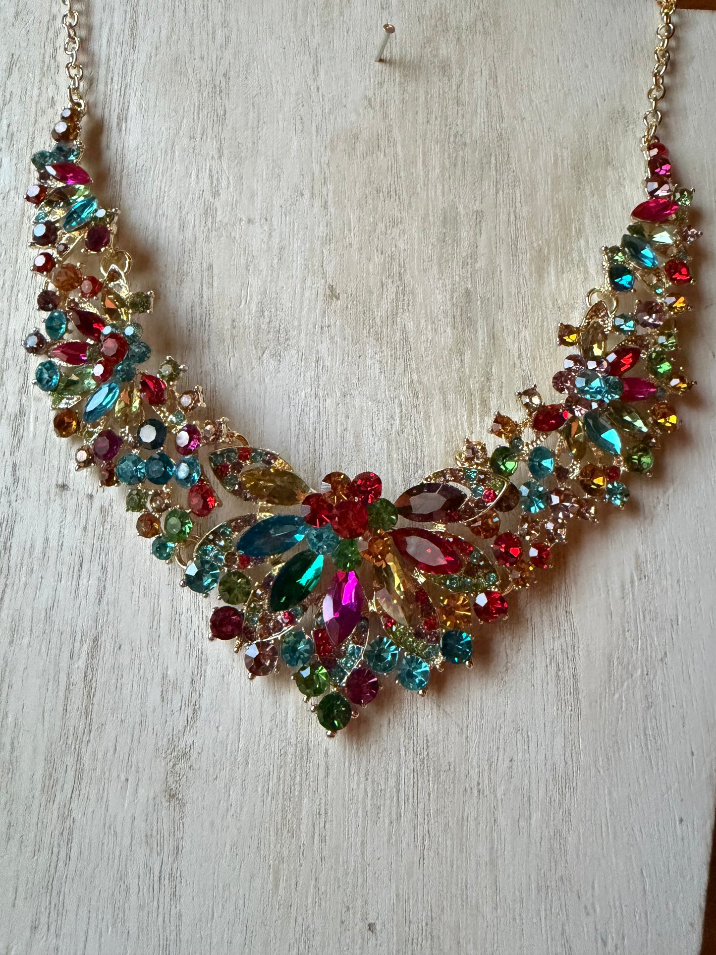 Multicolor Bib Necklace and Earrings Set