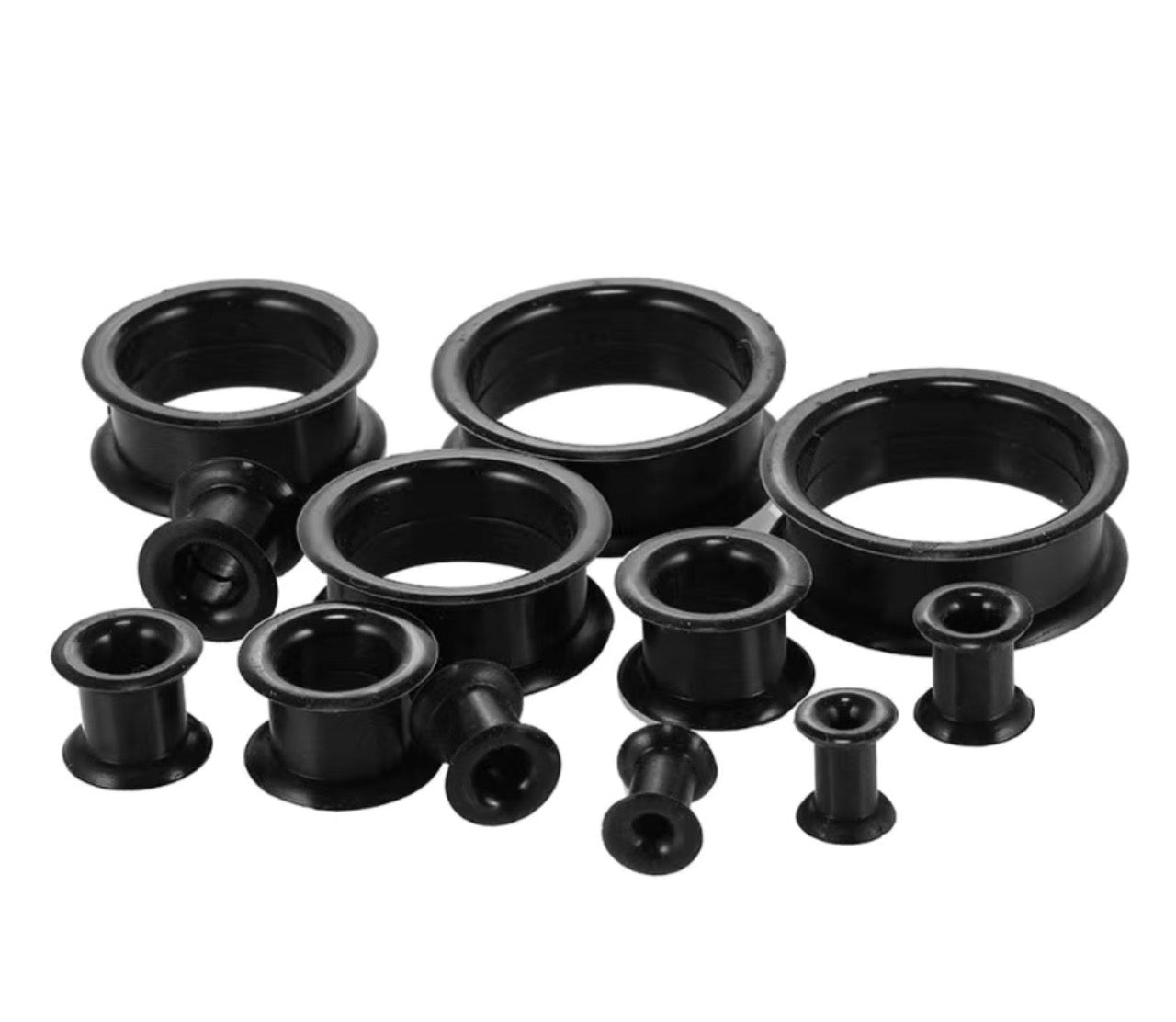 Thick Black Hollow Silicone Flexible Double-Flared Plugs