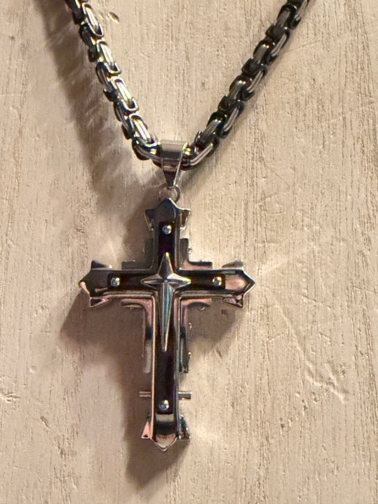 Stainless Steel Heavy Duty Chain Cross Necklace
