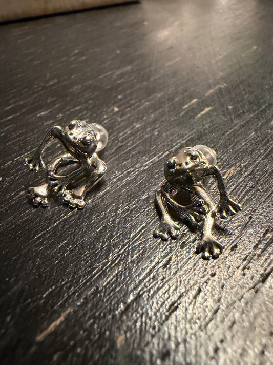 Silver Frog Earrings