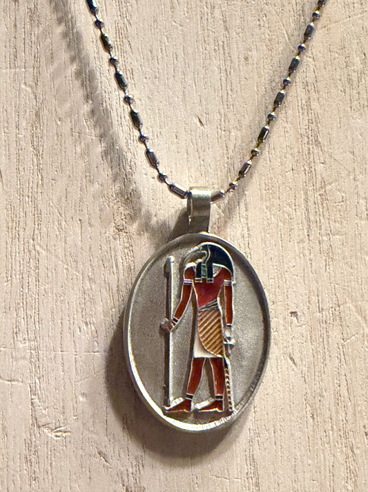 Stainless Steel Egyptian Toth Moon God Necklace