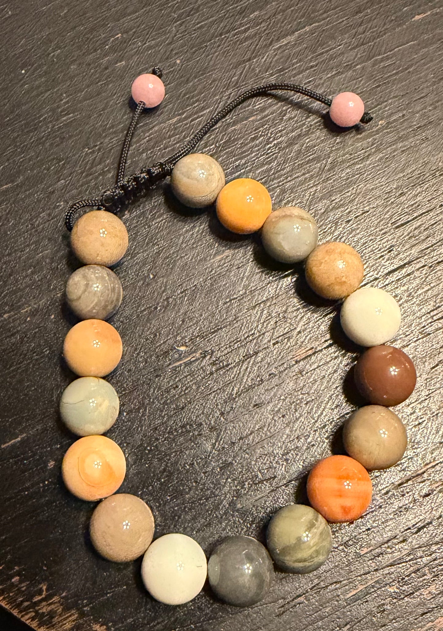 Mixed Natural Stone Pull-String Bracelet
