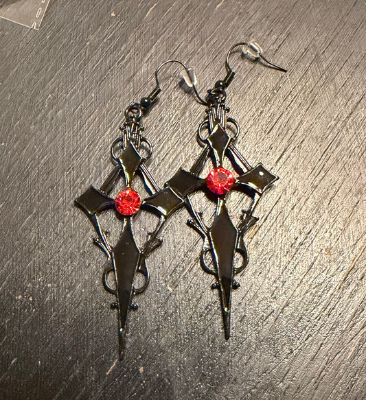 Gothic Cross Dangle Earrings
