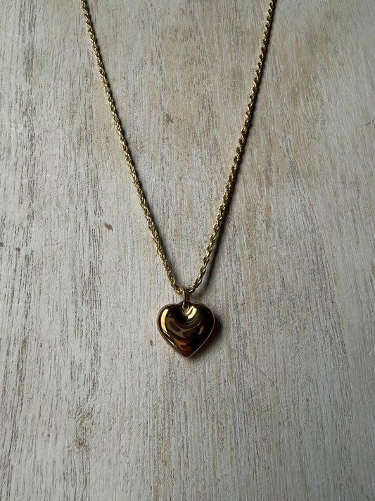 .925 Sterling Silver Gold Bubble Heart Necklace
