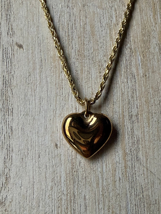 .925 Sterling Silver Gold Bubble Heart Necklace