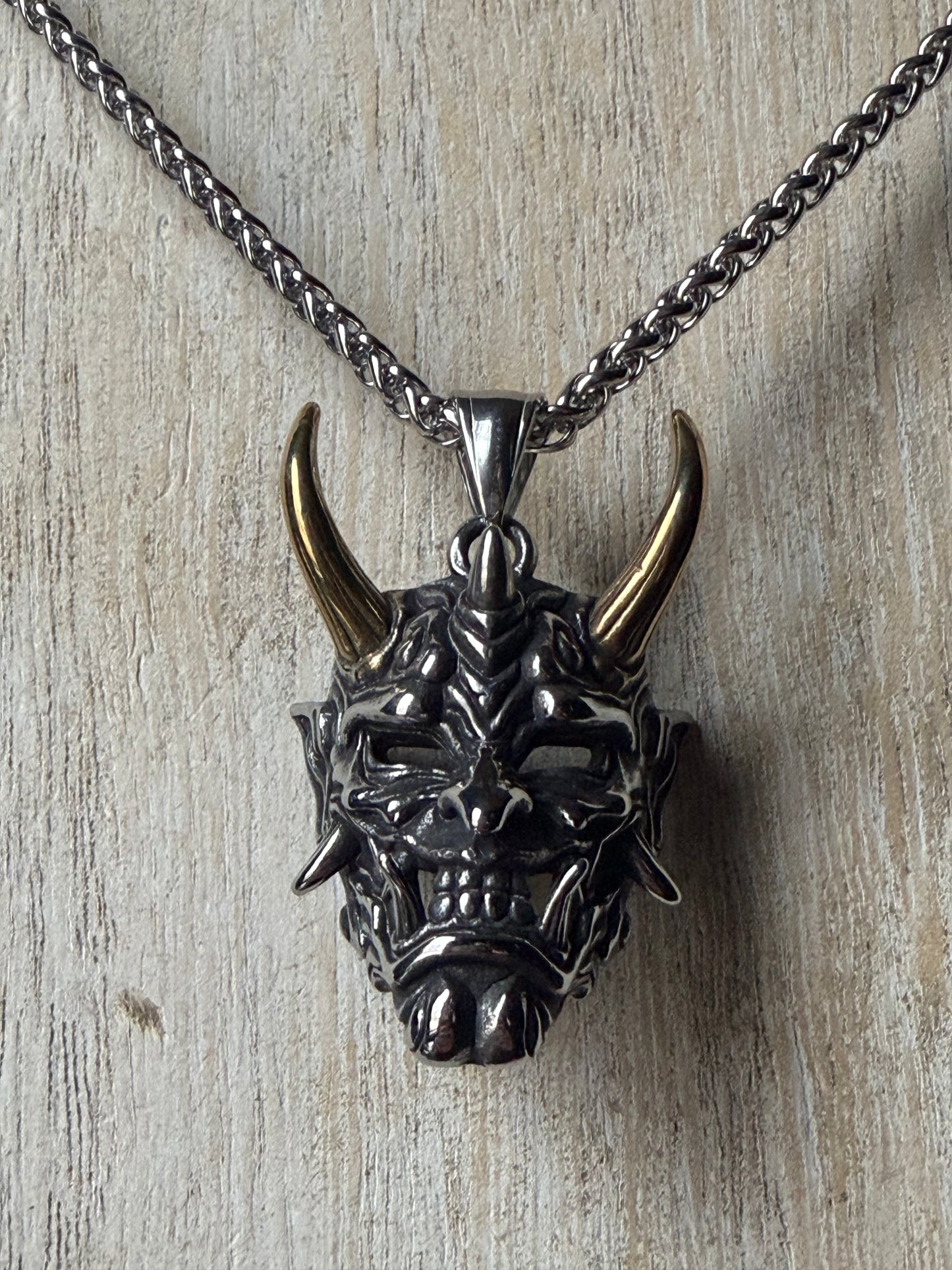Stainless Steel Evil Hannya Mask Pendant