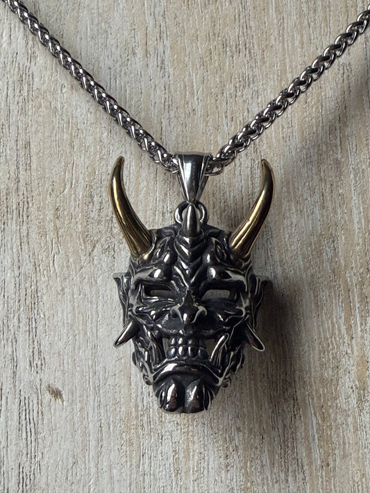 Stainless Steel Evil Hannya Mask Pendant