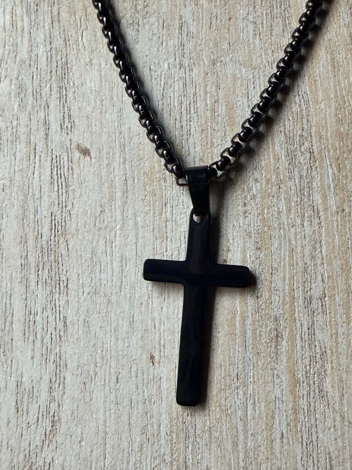Black Stainless Steel Cross Necklace