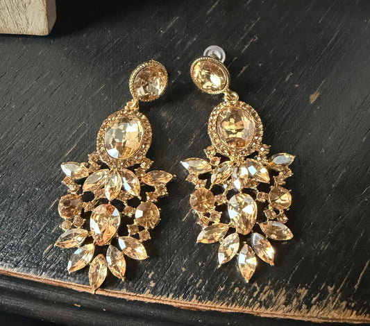 Champagne Statement Costume Earrings