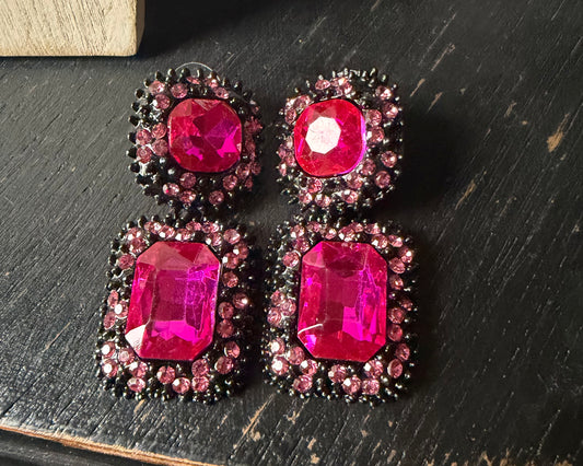 Multishade Pink Big Statement Earrings