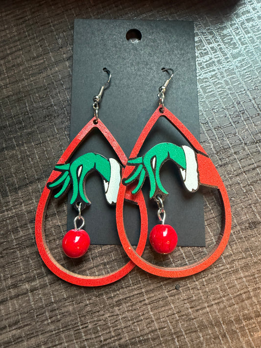 Grinch Christmas Ornament Earrings