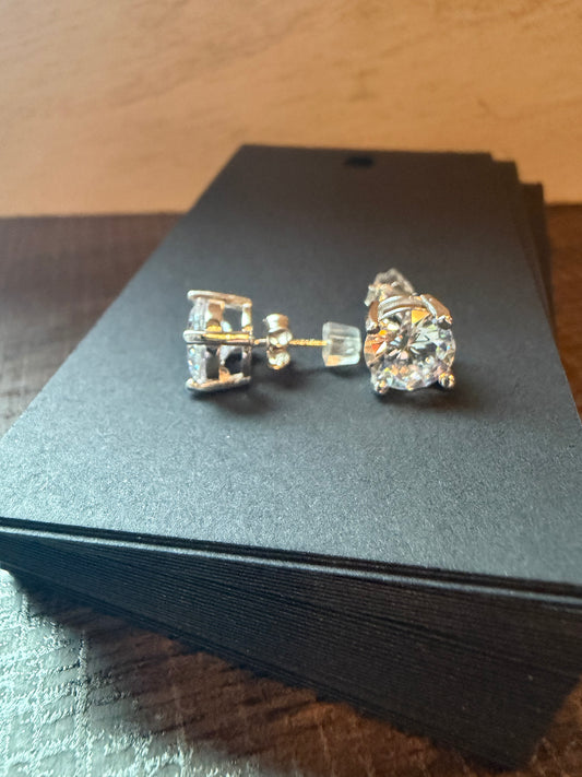 .925 Sterling Silver Classic Round 8 mm Solitaire CZ Stud Earrings