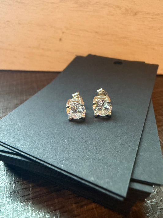 .925 Sterling Silver Classic Round 7 mm CZ Earrings