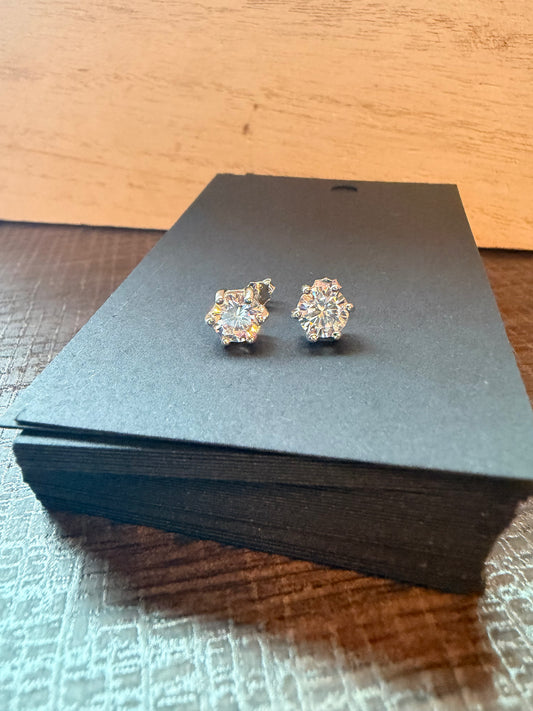 .925 Sterling Silver Classic Round 6 mm CZ Earrings