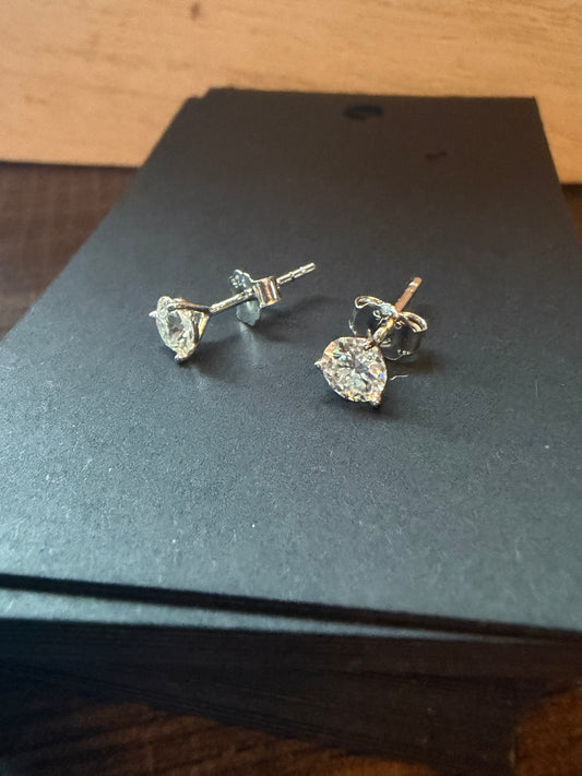 .925 Sterling Silver Classic Round 5 mm CZ Earrings