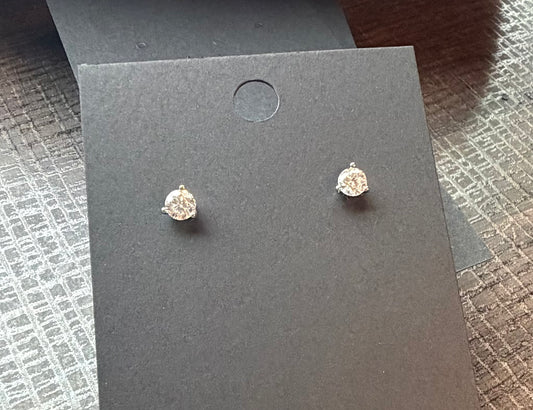 .925 Sterling Silver Classic Round 4 mm CZ Earrings