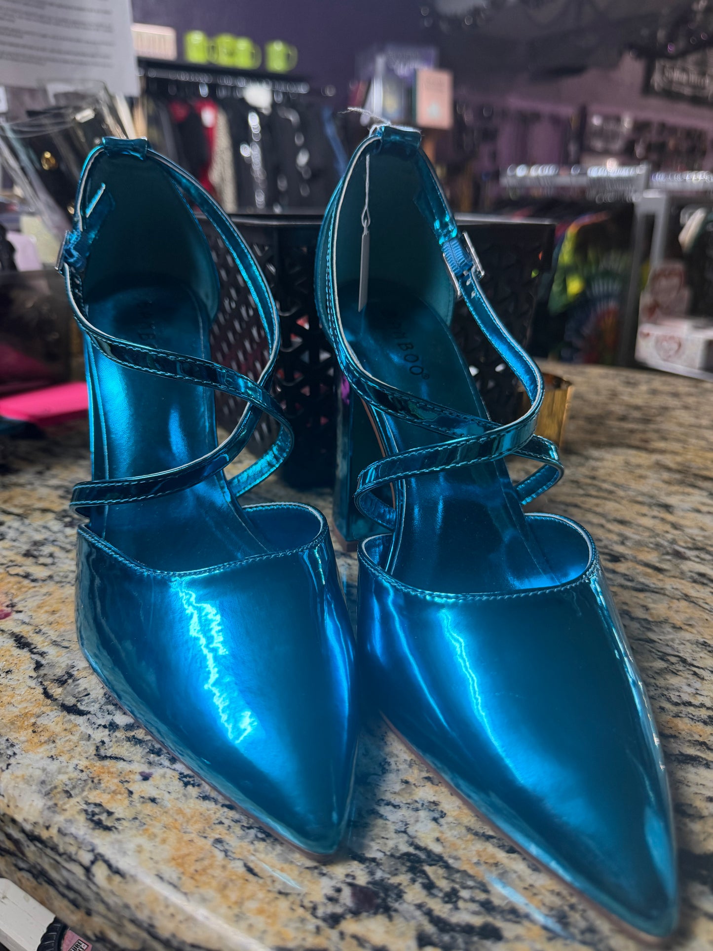 Blue Metallic Heels- Size 10