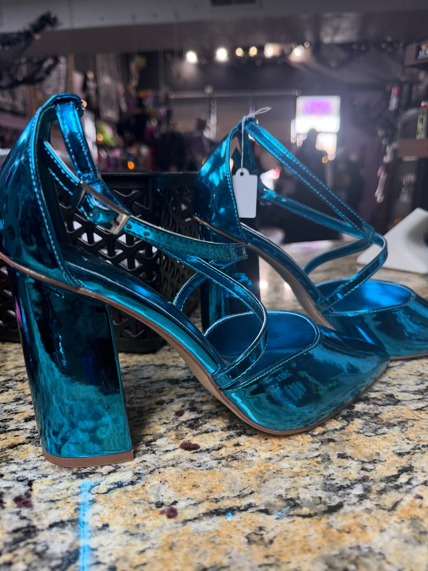 Blue Metallic Heels- Size 10