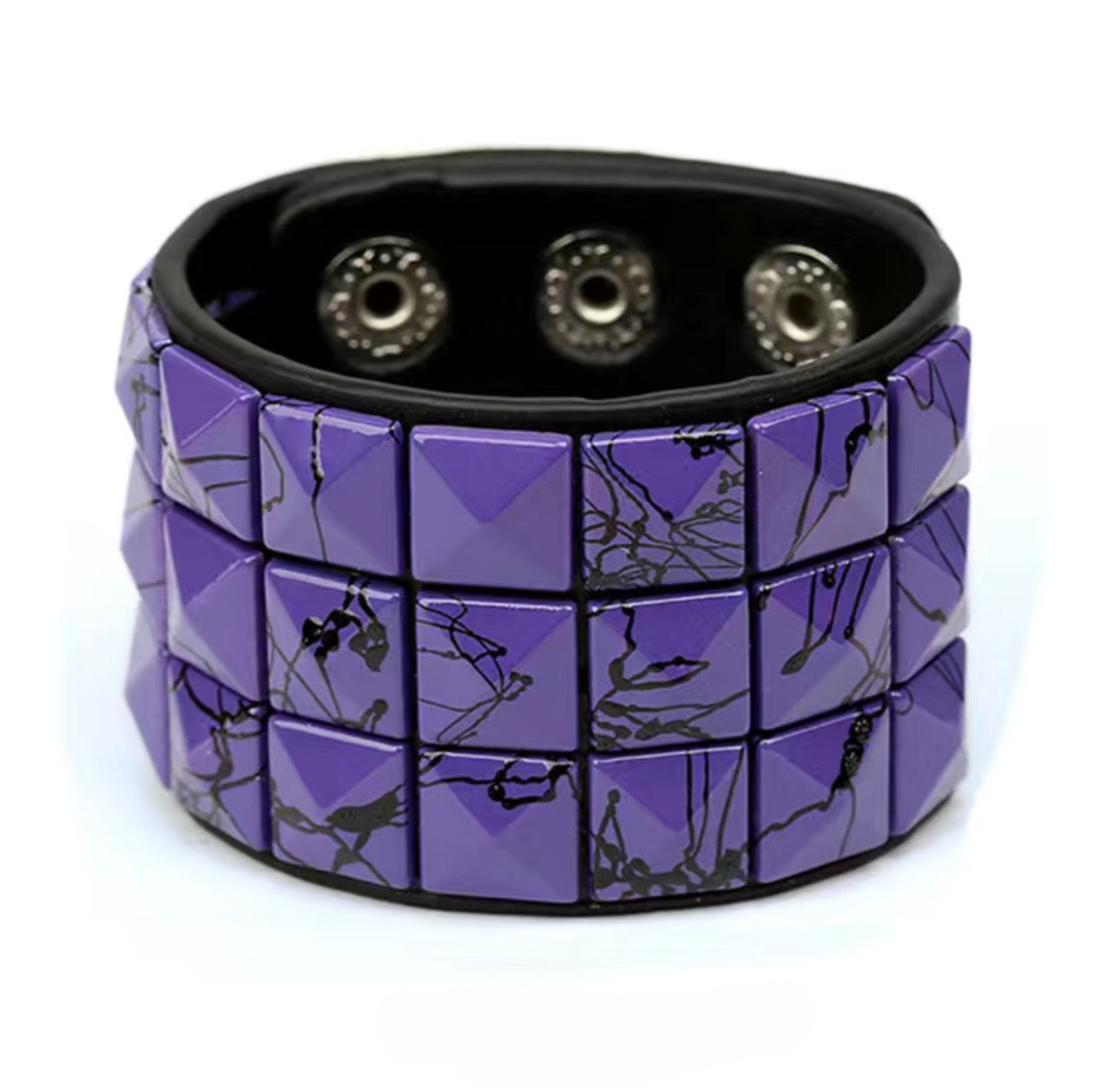 Punk Studded PU Leather Snap Bracelets