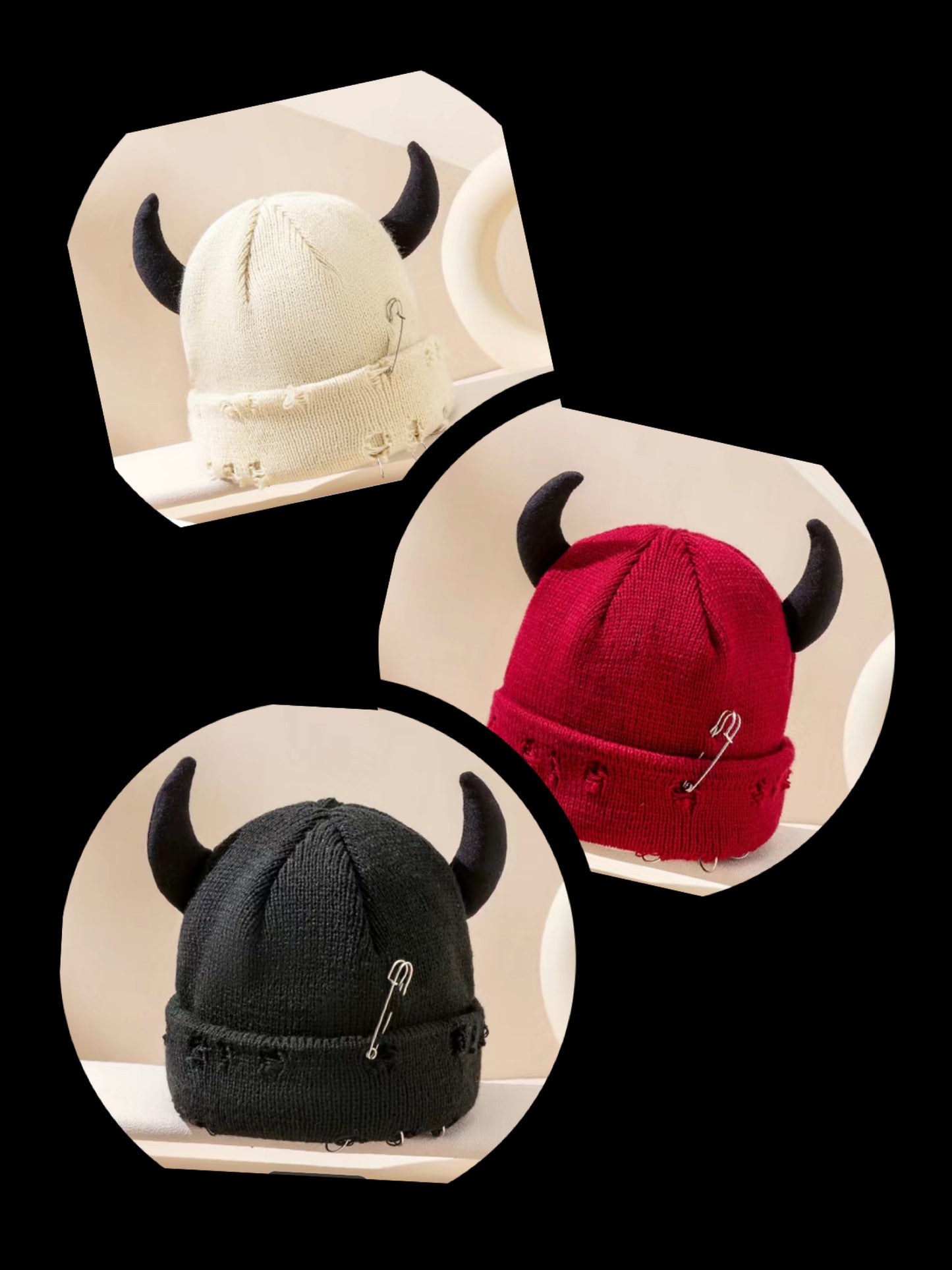 Distressed Horned Beanie