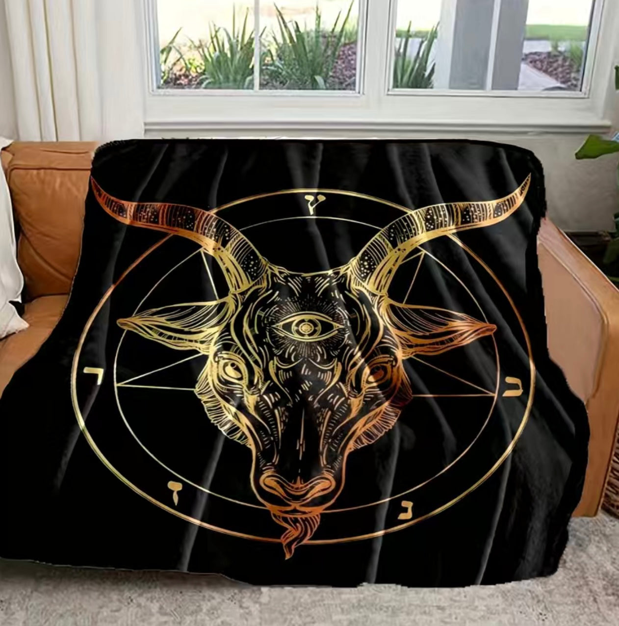 Super Soft Gothic Baphomet  Blanket — 59 x 79 inches