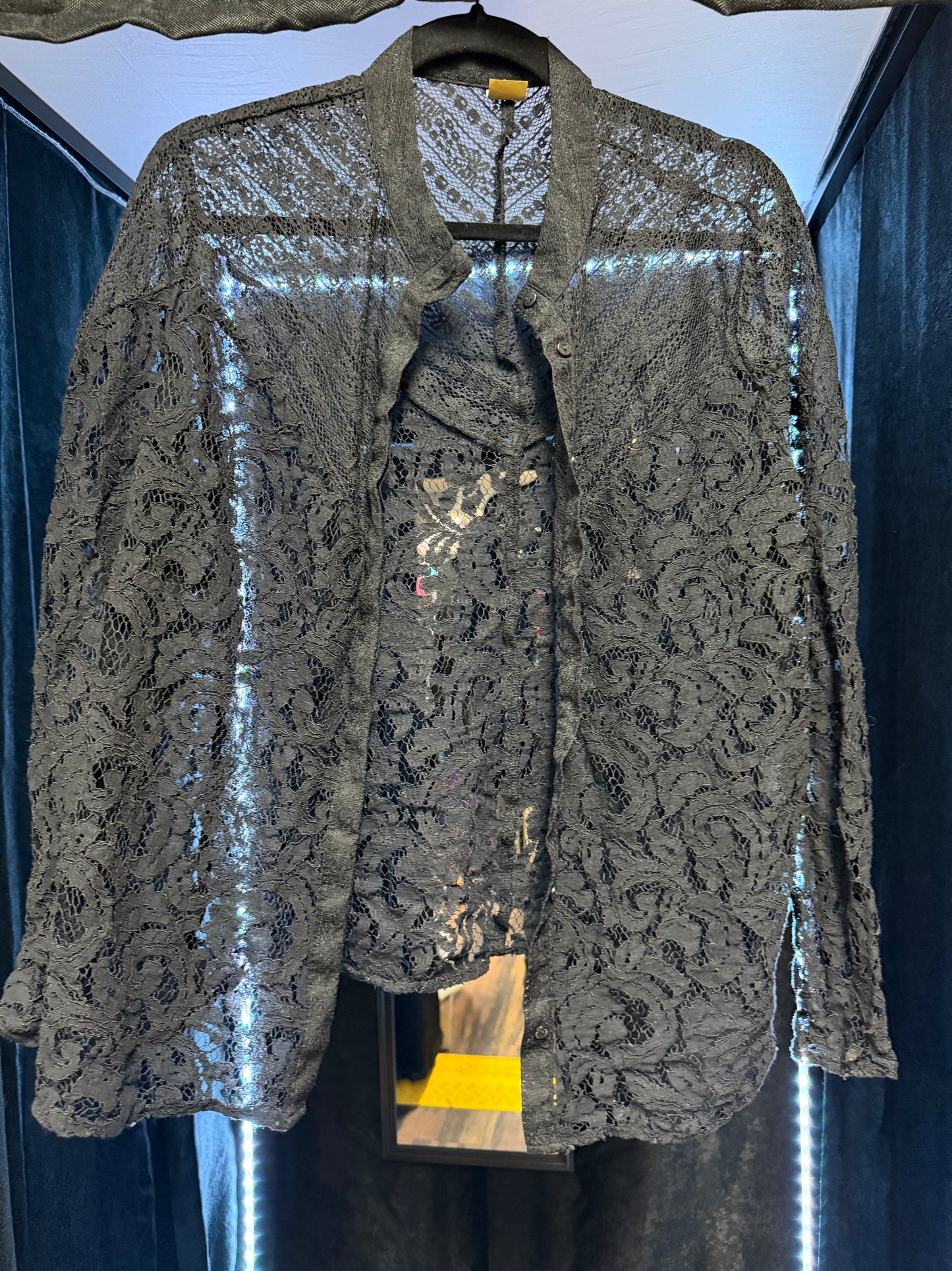 Lace Button Up- Long Sleeve- Size XL