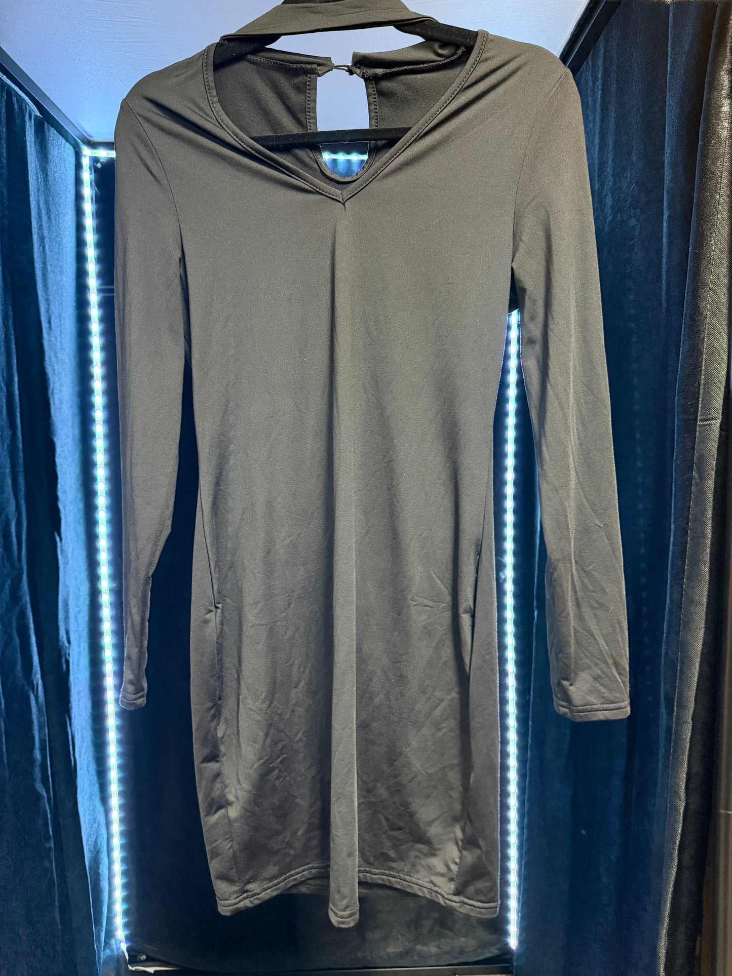 Long Black Gothic Style Long Sleeve Dress- Size XL