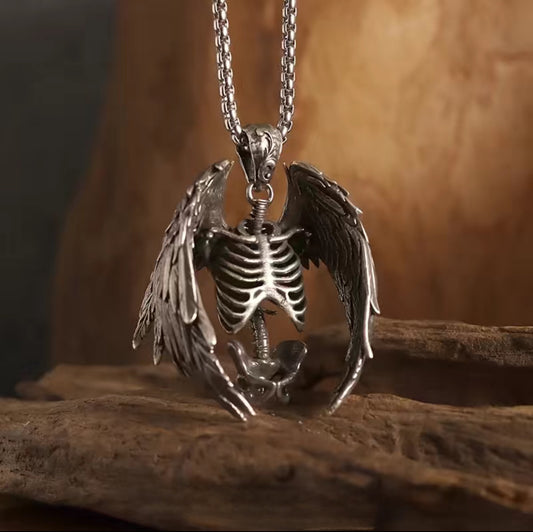 Gothic Skeleton Devil Wing Necklace