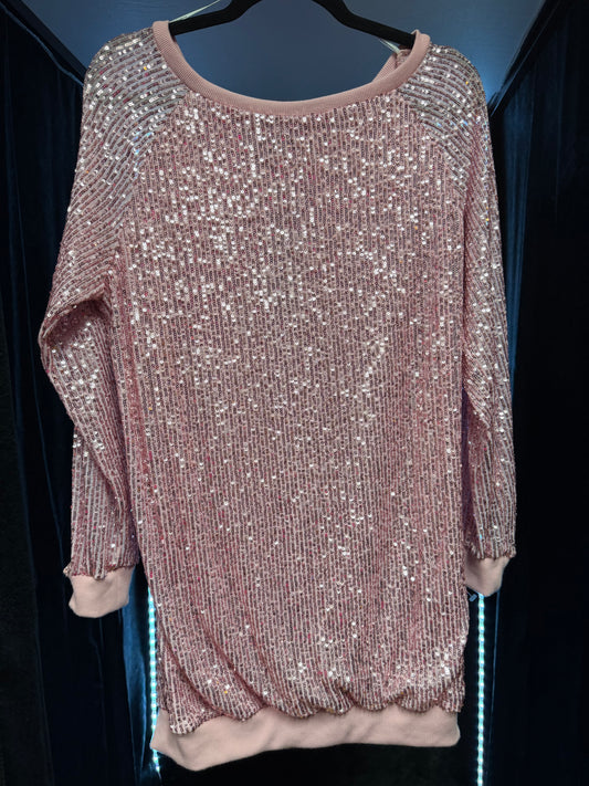 Oversized Pink Sequin-Tunic/Dress-Size Small- NWT