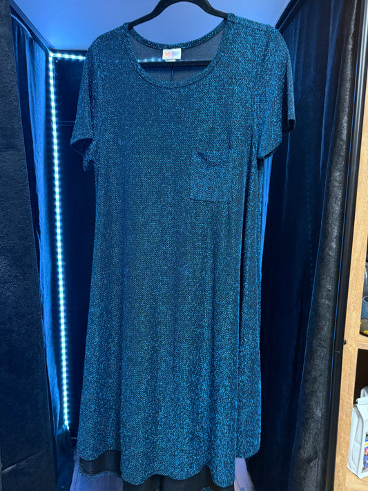 Lularoe Elegant Sparkle Blue Carly Dress- Size L