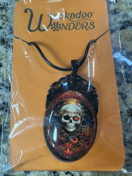 Unique Dark Skull Cabochon Necklace