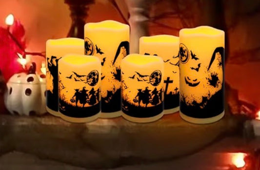 Flameless LED Halloween 6-Pack Candle Set- W/Remote