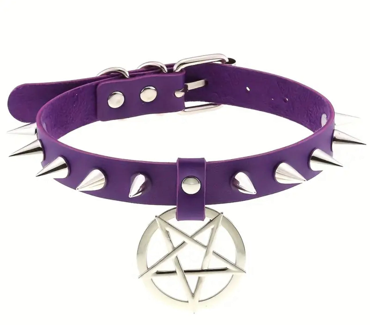 Spiked Pentagram PU Leather Choker