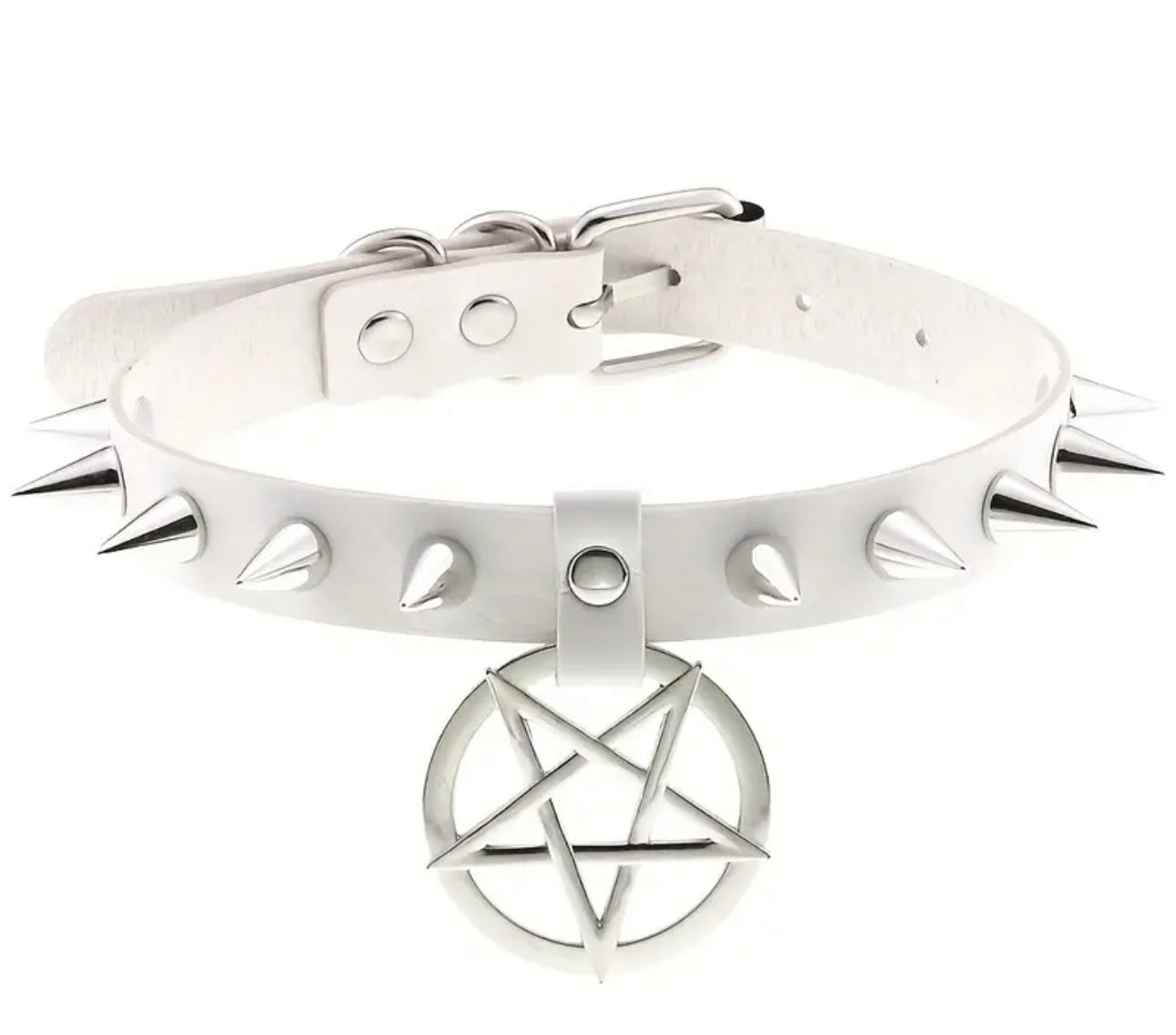 Spiked Pentagram PU Leather Choker