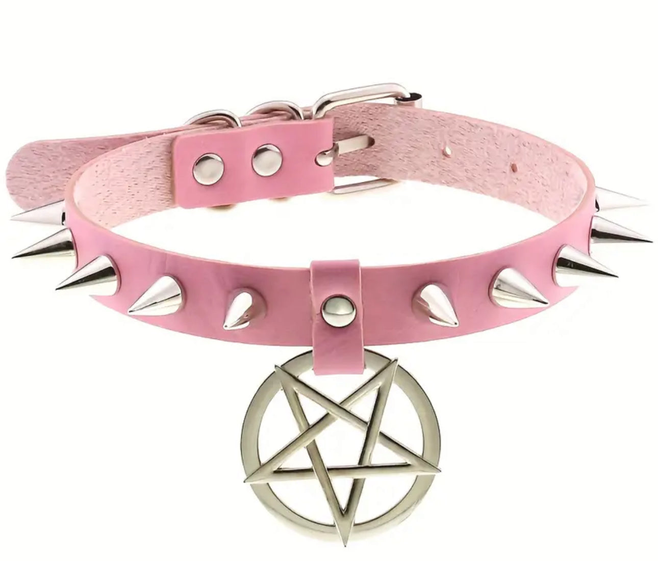 Spiked Pentagram PU Leather Choker