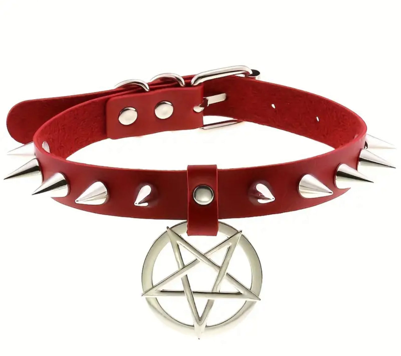 Spiked Pentagram PU Leather Choker