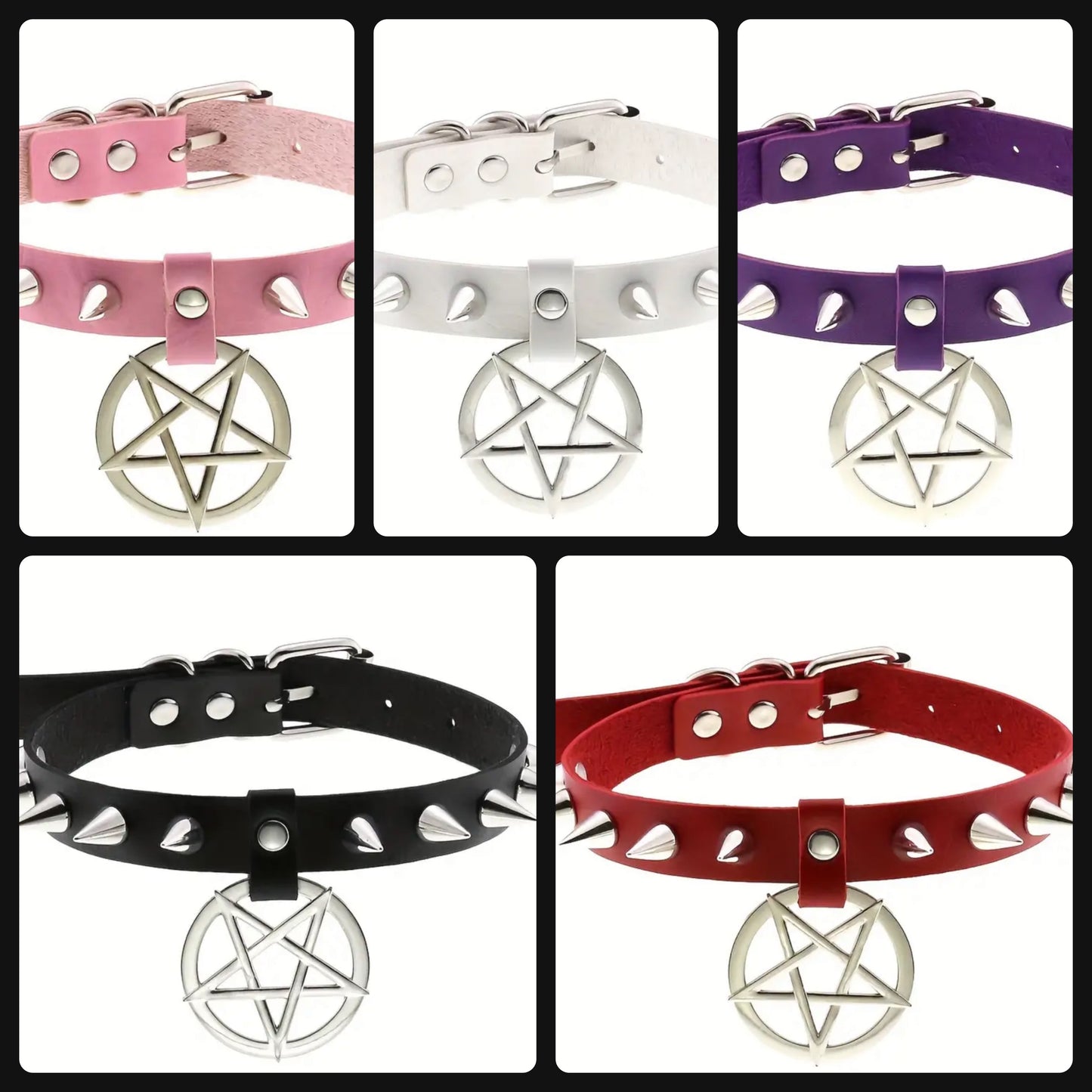 Spiked Pentagram PU Leather Choker