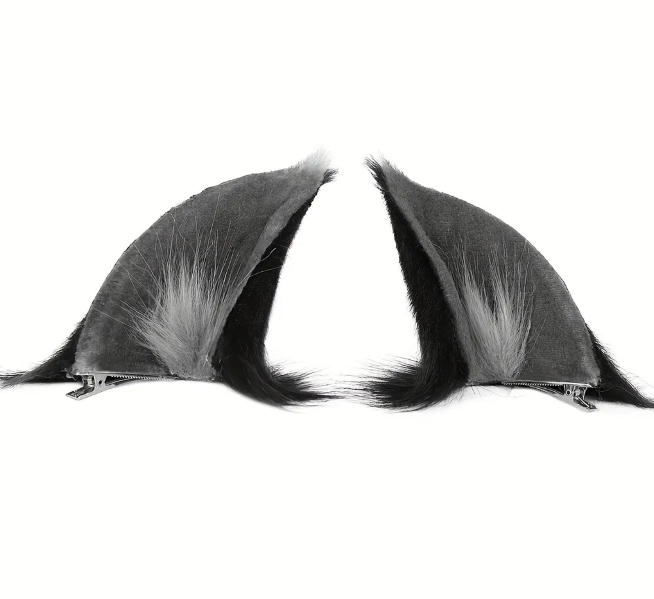 Exquisite Black/Grey Wolf Ear Hair Clips