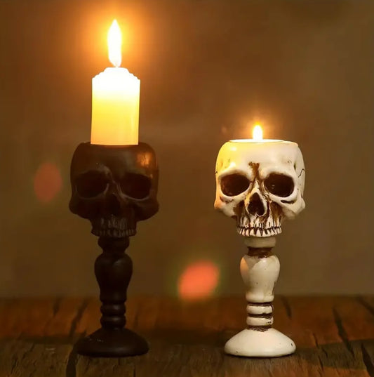 Skull Macabre Candlestick Holder