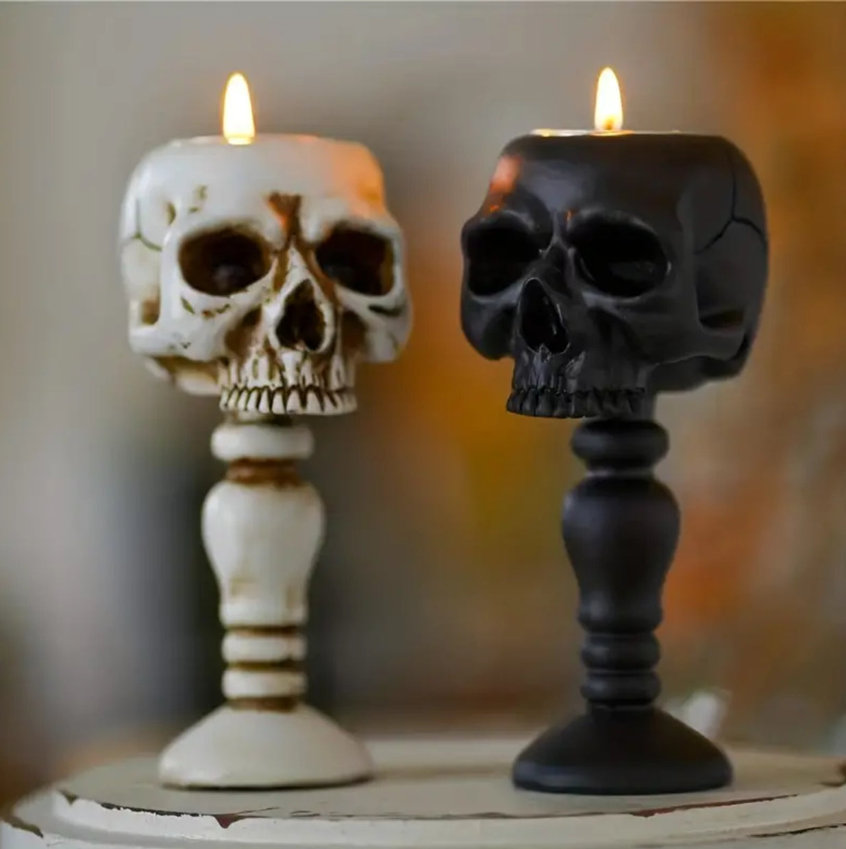 Skull Macabre Candlestick Holder
