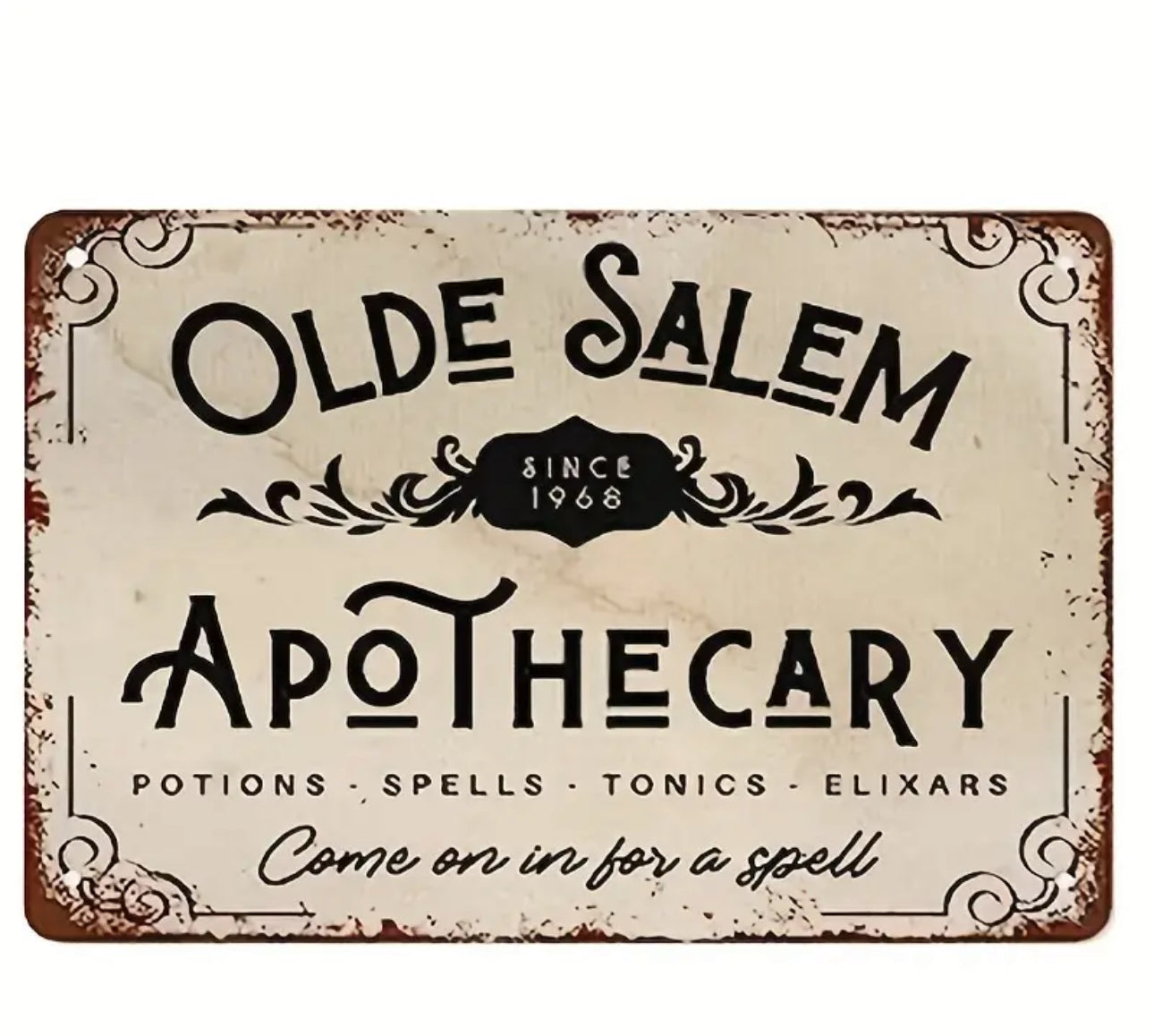 Olde Salem Apothecary Tin Sign