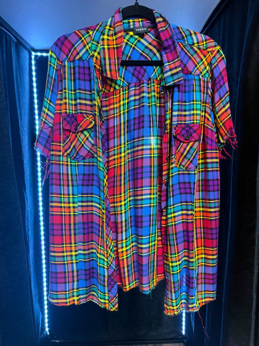 Torrid Bold Colored Distressed Button Up -Size 2